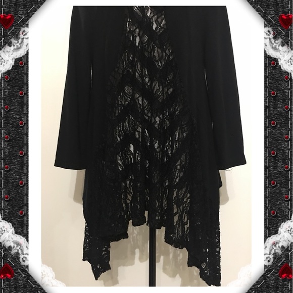 Maria Gabrielle Lace Inserted Open Front Cardigan - Picture 7 of 8